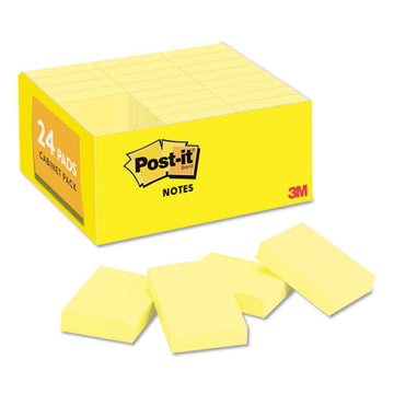 Post-it® Notes Original Pads In Canary Yellow, 1 3-8 X 1 7-8, 100 Sheets-pad, 24 Pads-pack freeshipping - TVN Wholesale